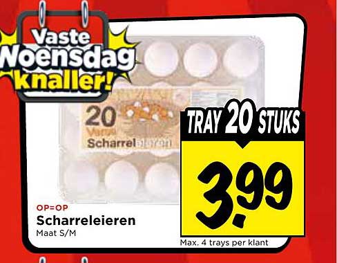 Scharreleieren Maat S/M Tray 20 stuks