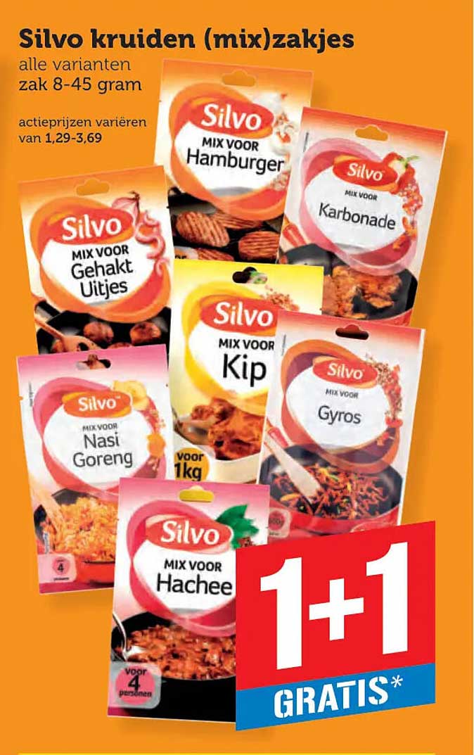 Silvo kruiden (mix)zakjes 1+1 GRATIS