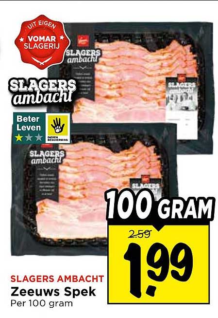 SLAGERS AMBACHT Zeeuws Spek Per 100 gram