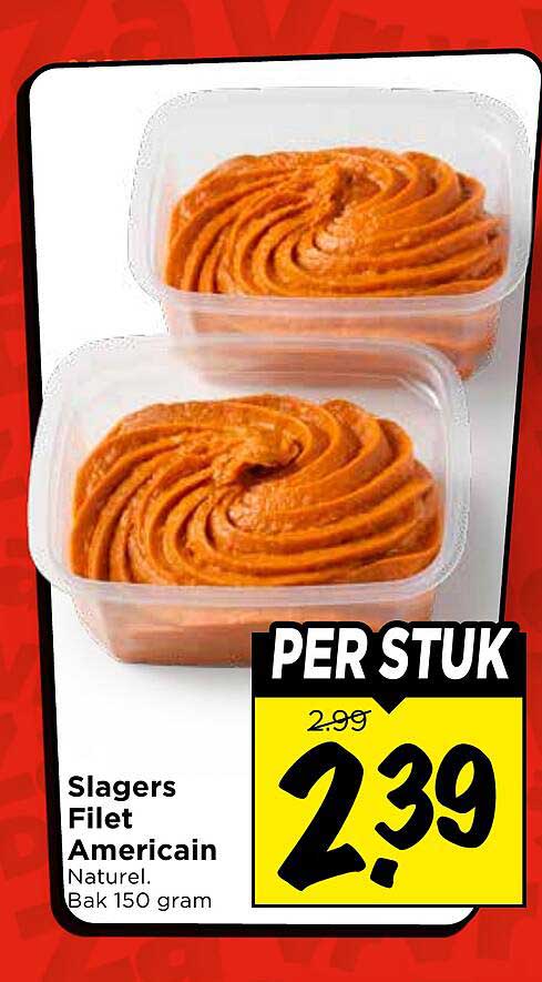 Slagers Filet Americain Naturel. Bak 150 gram PER STUK