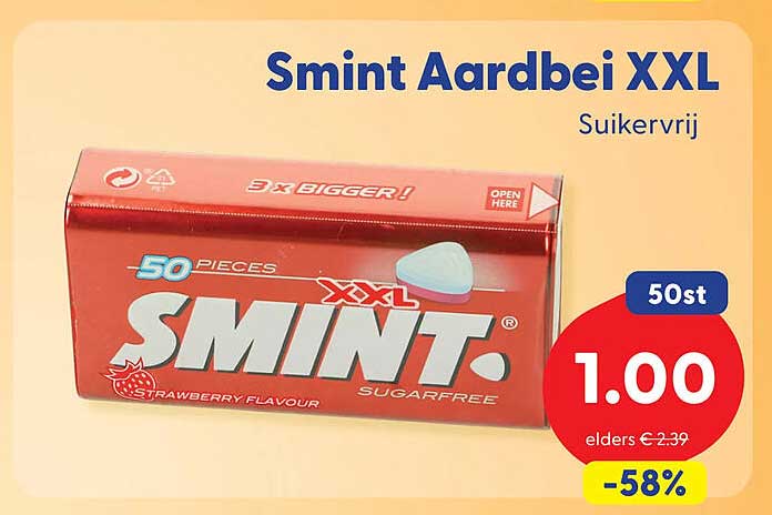 Smint Aardbei XXL Suikervrij