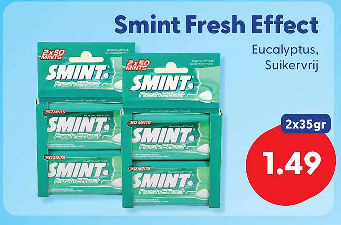 Smint Fresh Effect Eucalyptus, Suikervrij 2x35gr