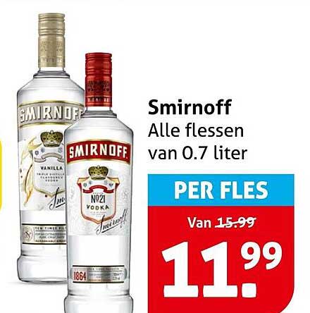Smirnoff Alle flessen van 0.7 liter PER FLES