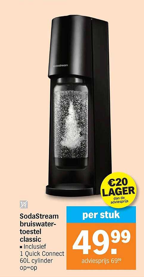 SodaStream bruiswater-toestel classic inclusief 1 Quick Connect 60L cylinder op=op