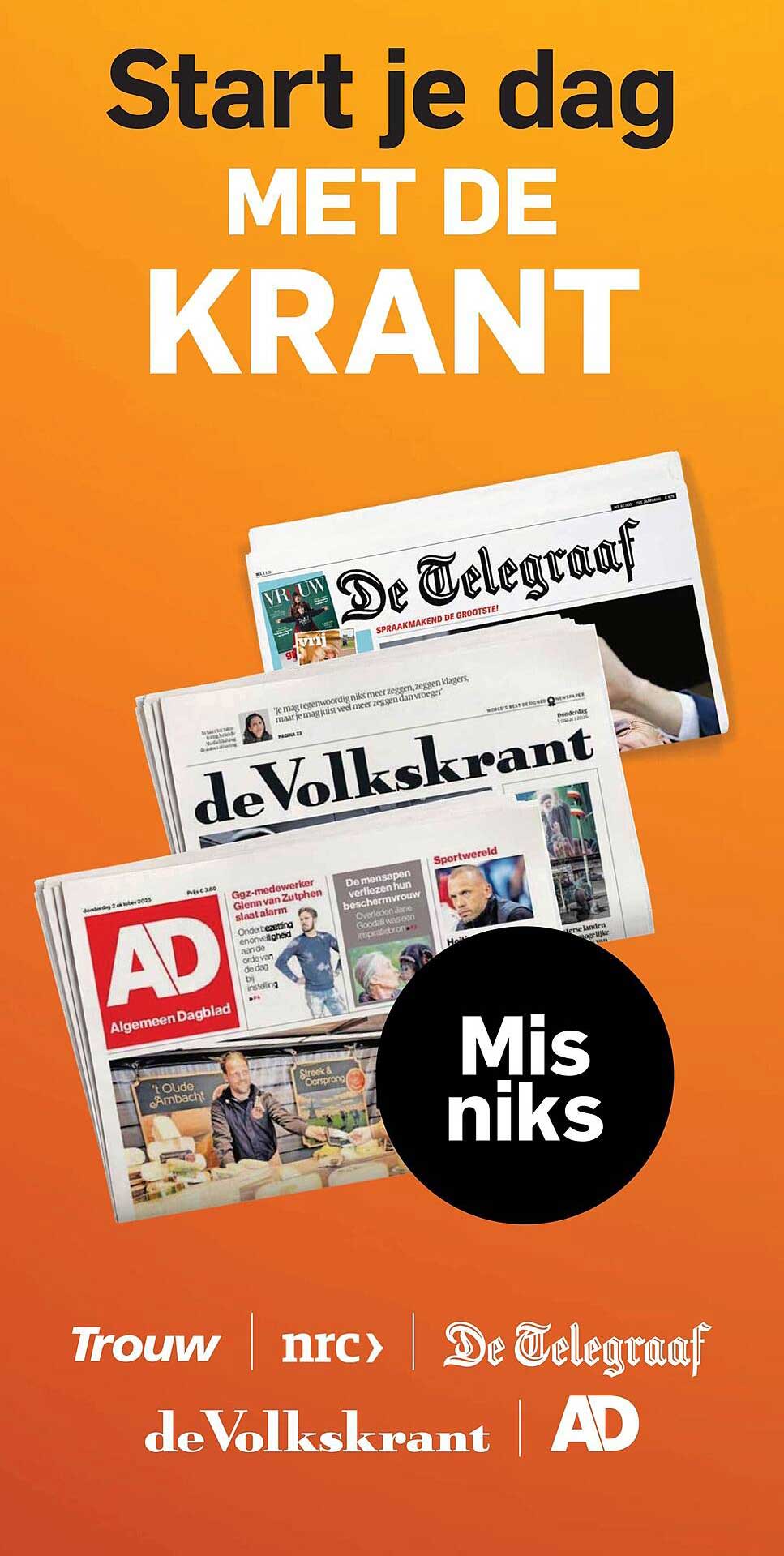 Start je dag MET DE KRANT Mis niks