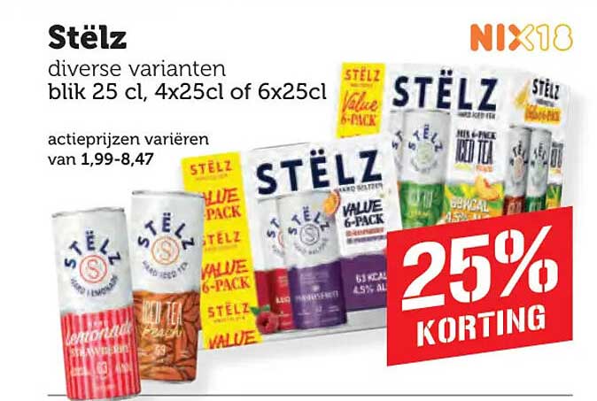Stëlz diverse varianten blik 25 cl, 4x25cl of 6x25cl 25% KORTING