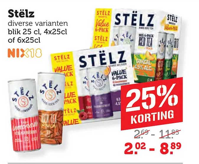 Stëlz diverse varianten blik 25 cl, 4x25cl of 6x25cl 25% KORTING