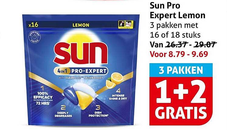 Sun Pro Expert Lemon 3 pakken met 16 of 18 stuks 1+2 GRATIS