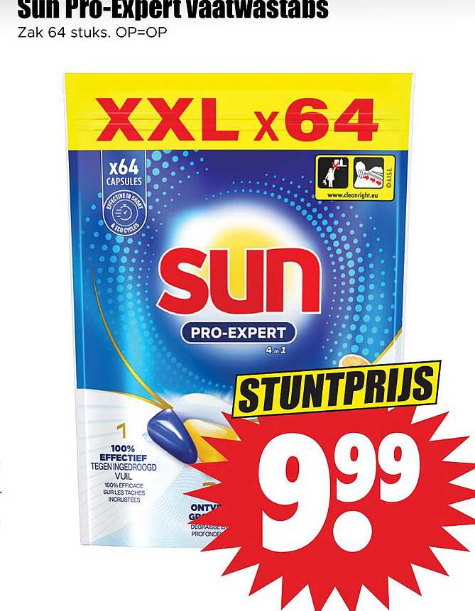 Sun Pro-Expert vaatwastabs Zak 64 stuks. OP=OP
