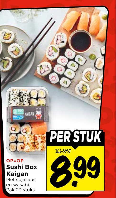 Sushi Box Kaigan Met sojasaus en wasabi. Pak 23 stuks PER STUK
