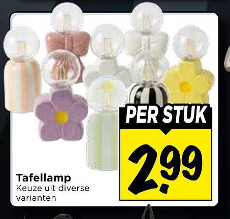 Tafellamp Keuze uit diverse varianten PER STUK