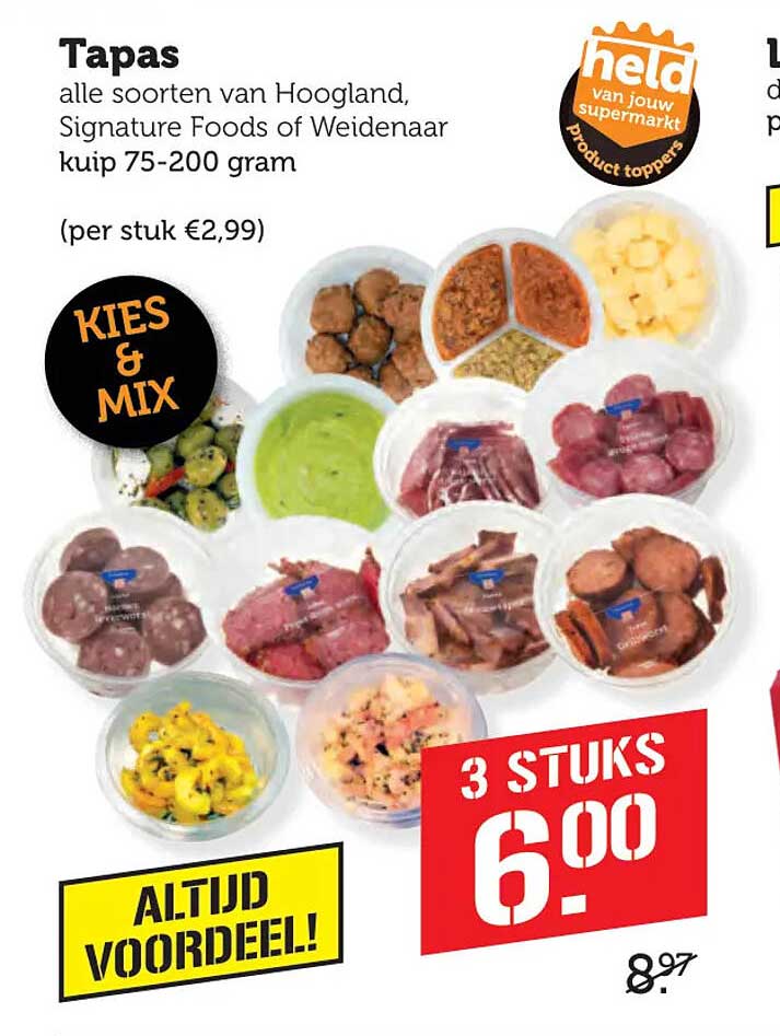 Tapas alle soorten van Hoogland, Signature Foods of Weidenaar kuip 75-200 gram 3 STUKS