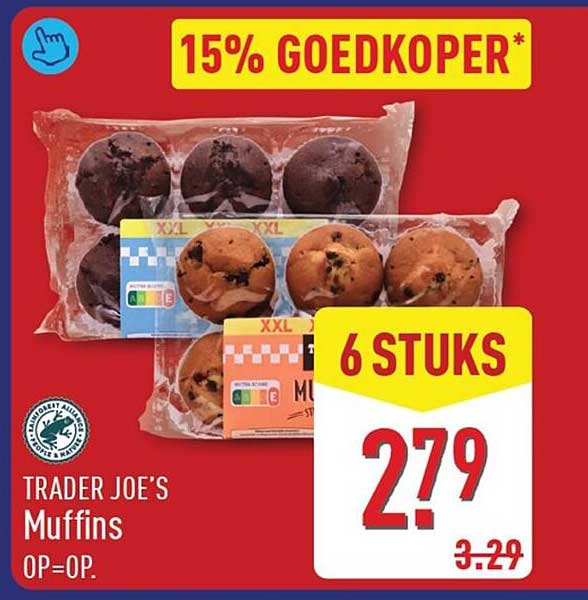 TRADER JOE'S Muffins 6 STUKS 15% GOEDKOPER*