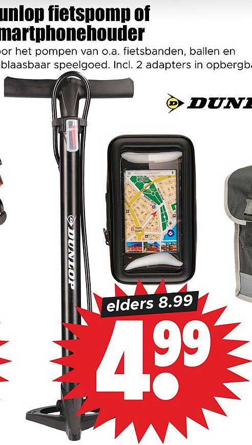 unlop fietspomp of smartphonehouder