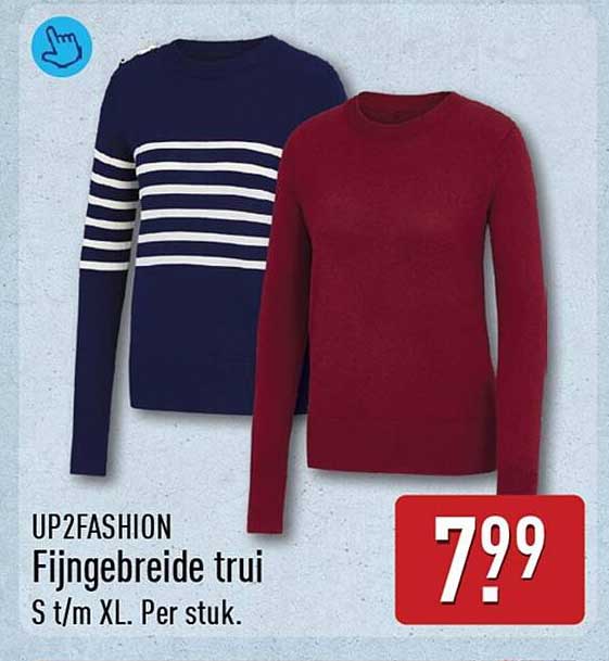 UP2FASHION Fijngebreide trui S t/m XL. Per stuk.