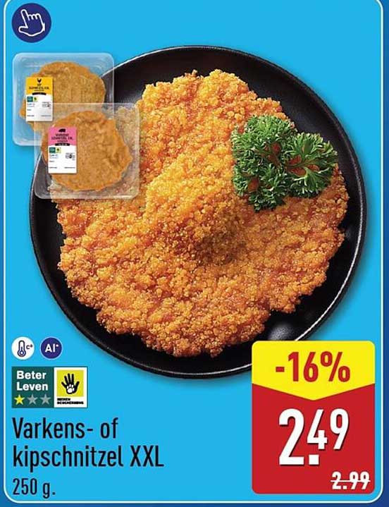 Varkens- of kipschnitzel XXL