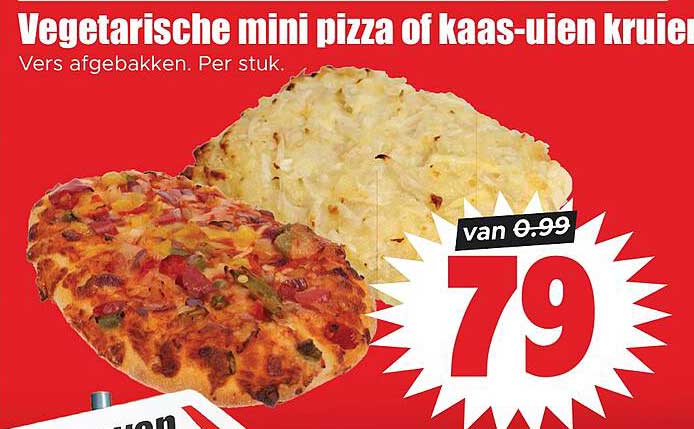 Vegetarische mini pizza of kaas-uien kruiem