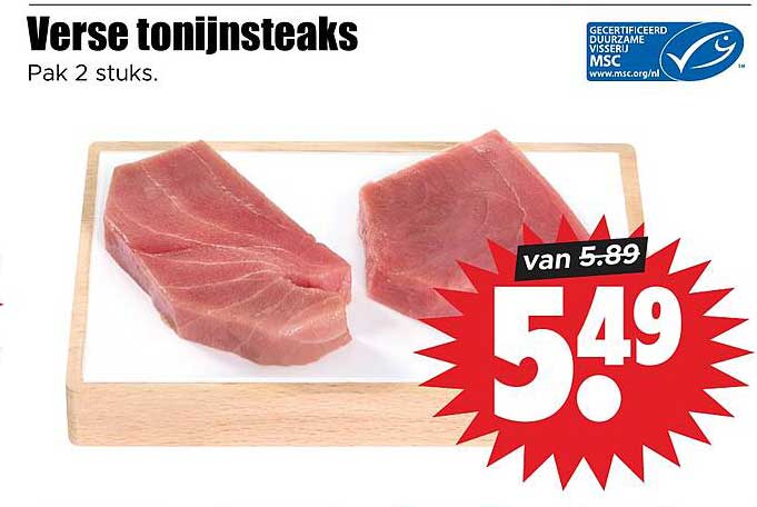 Verse tonijnsteaks Pak 2 stuks.