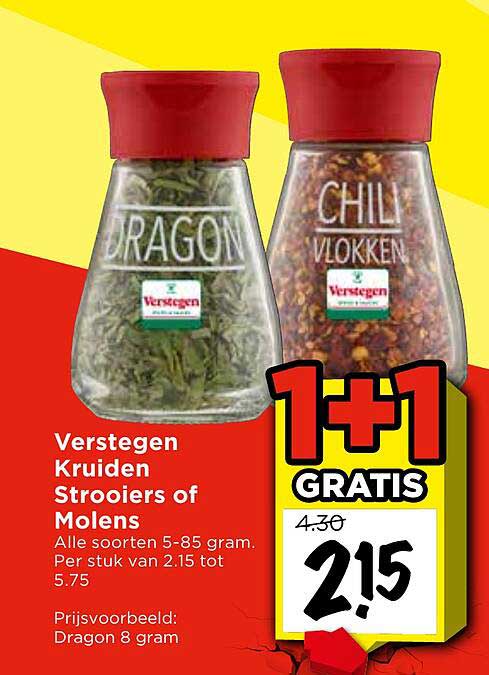 Verstegen Kruiden Strooiers of Molens 1+1 GRATIS