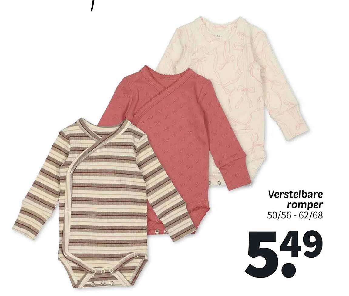 Verstelbare romper 50/56 - 62/68