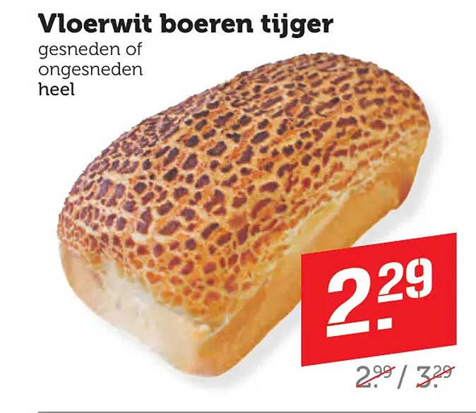 Vloerwit boeren tijger gesneden of ongesneden heel