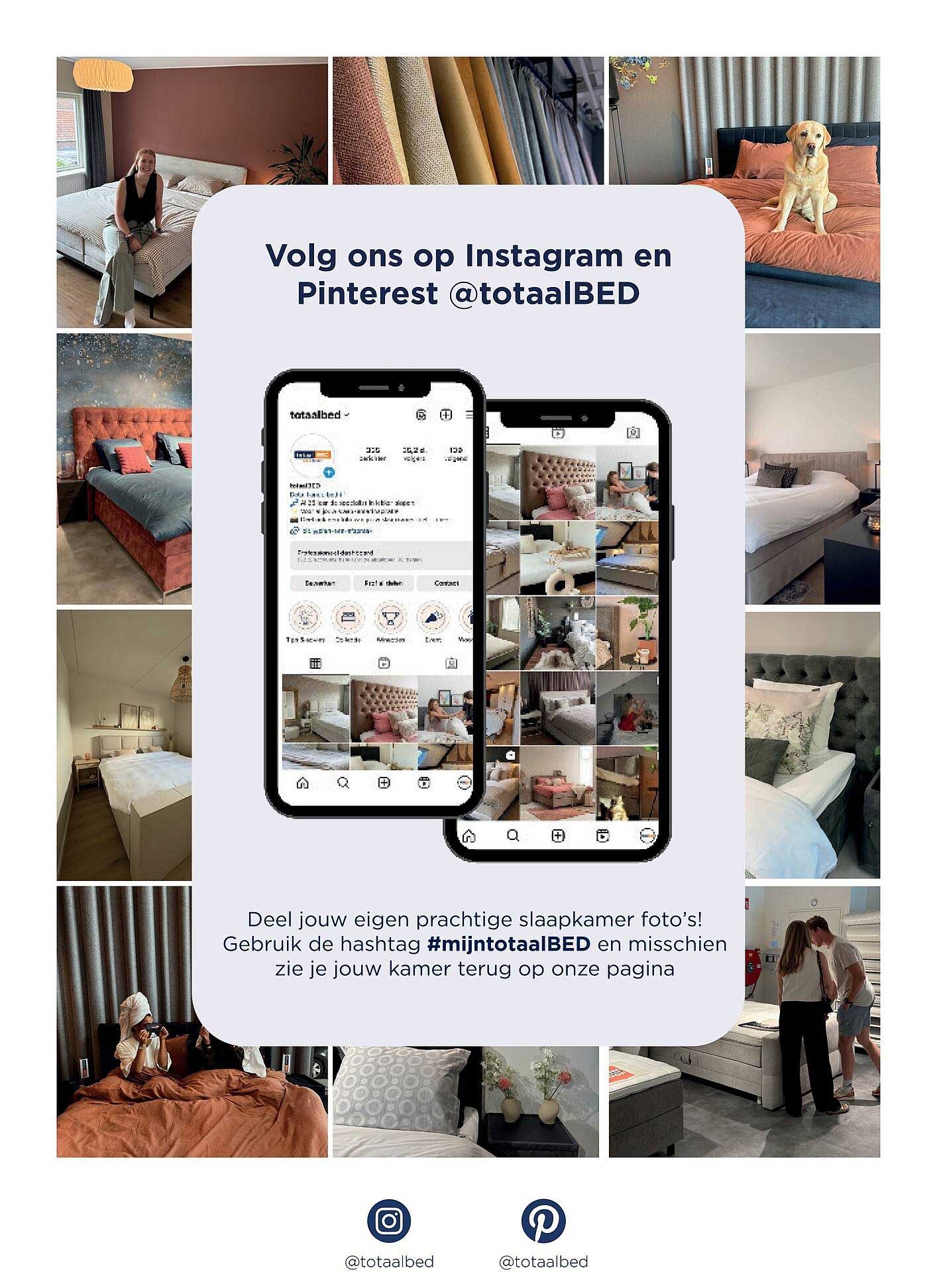 Volg ons op Instagram en Pinterest @totaalBED