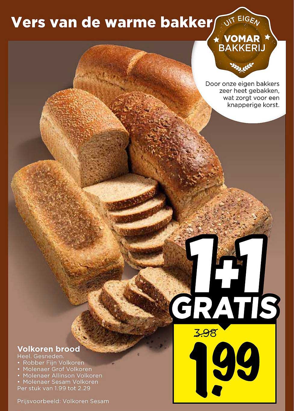 Volkoren brood 1+1 gratis
