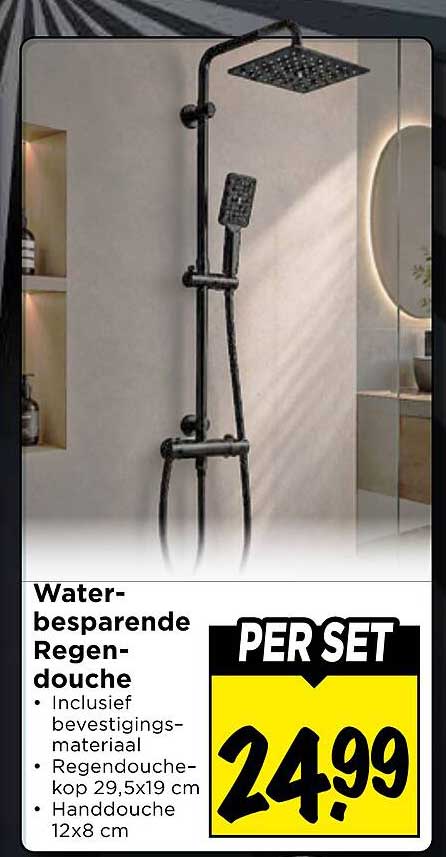 Water-besparende Regen-douche PER SET
