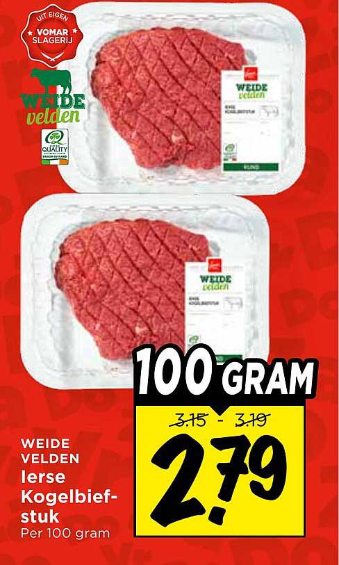 WEIDE VELDEN Ierse Kogelbiefstuk Per 100 gram