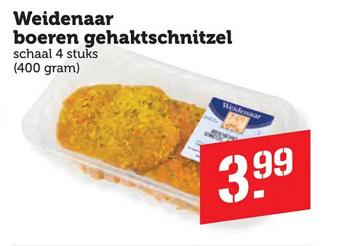 Weidenaar boeren gehaktschotel schaal 4 stuks (400 gram)