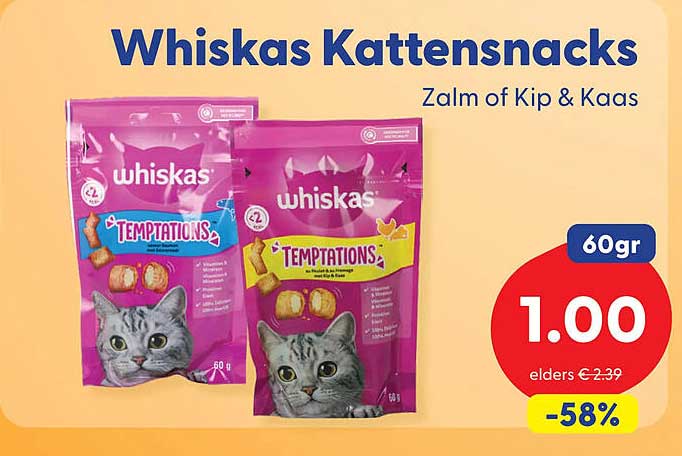 Whiskas Kattensnacks Zalm of Kip & Kaas