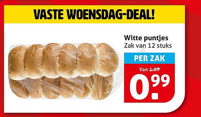 Witte puntjes Zak van 12 stuks PER ZAK