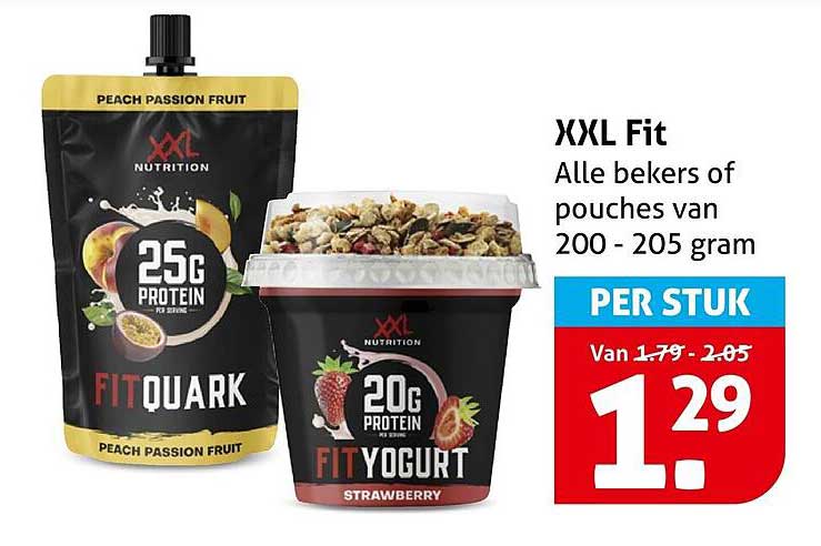 XXL Fit Alle bekers of pouches van 200 - 205 gram PER STUK