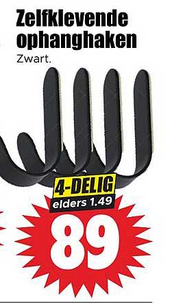 Zelfklevende ophanghaken Zwart. 4-DELIG elders 1.49