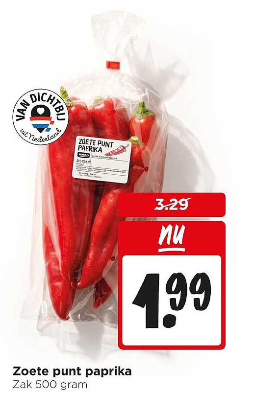 Zoete punt paprika Zak 500 gram