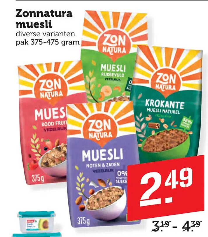 Zonnatura muesli diverse varianten pak 375-475 gram