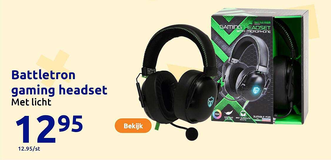 Battlettron gaming headset Met licht