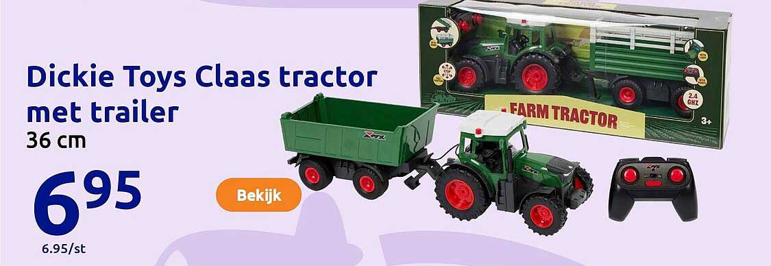 Dickie Toys Claas tractor met trailer