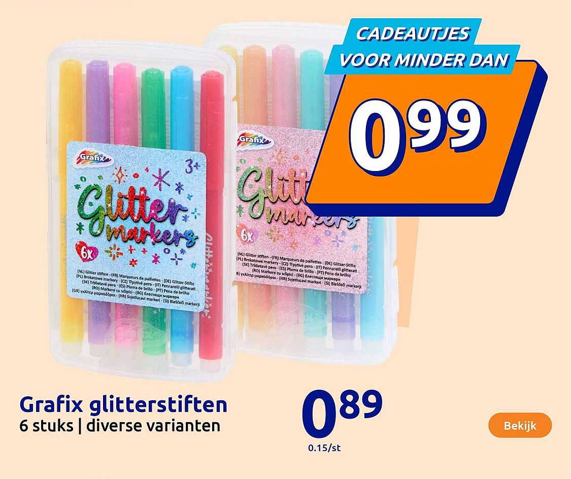 Grafix glitterstiften 6 stuks | diverse varianten