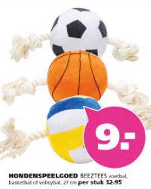 HONDENSPEELGOED BEEZTEES voetbal, basketbal of volleybal, 27 cm per stuk 12,95