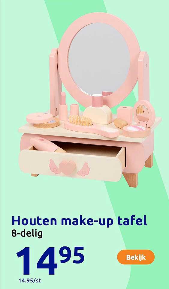 Houten make-up tafel 8-delig