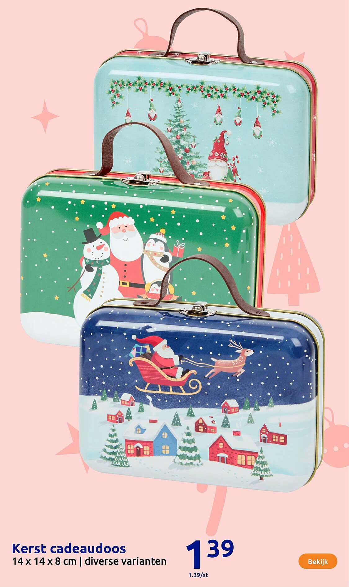 Kerst cadeau doos 14 x 14 x 8 cm | diverse varianten
