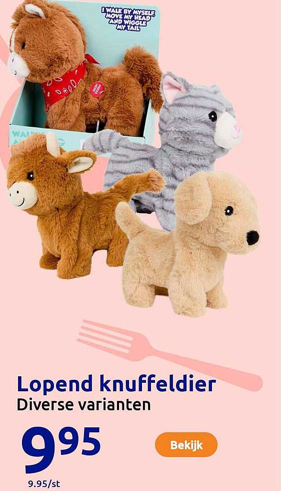 Lopend knuffeldier Diverse varianten