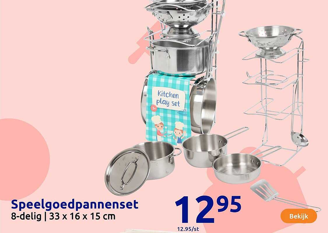 Speelgoedpannenset 8-delig | 33 x 16 x 15 cm